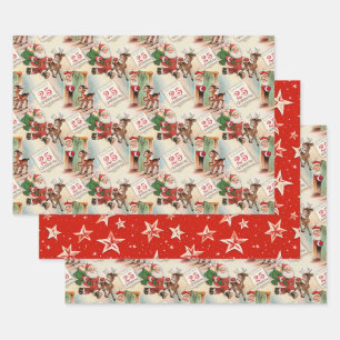Feuille De Papier Cadeau Noël rétro Vintage "Père Noël Big Day"