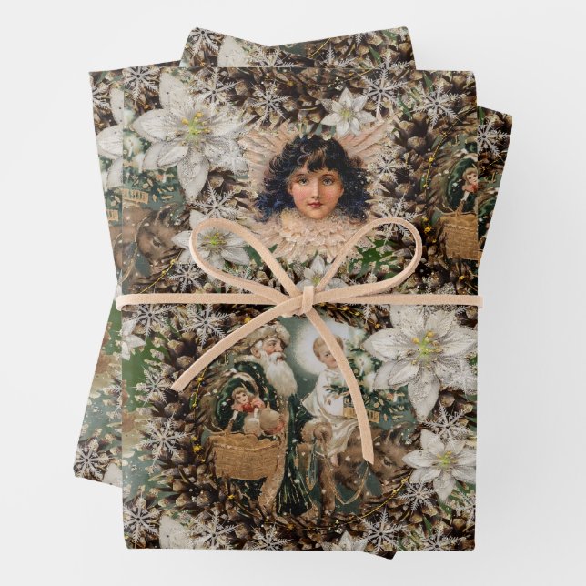 Feuille De Papier Cadeau Noël romantique victorien (En situation)