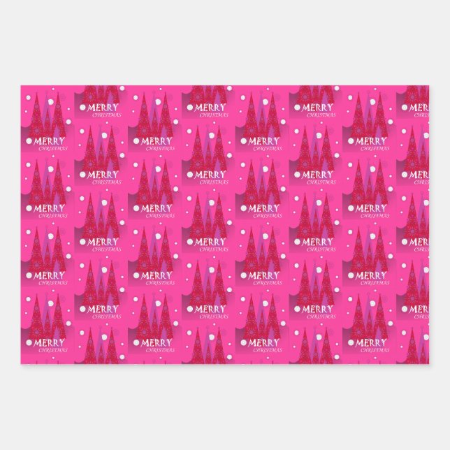 Feuille De Papier Cadeau Noël rose (Devant)
