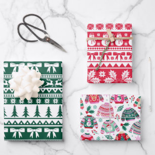 Feuille De Papier Cadeau Noël rose, rouge et vert moche