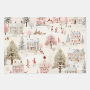 Feuille De Papier Cadeau Noël rose vintage
