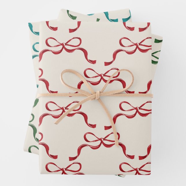 Feuille De Papier Cadeau Noël Rouge Bleu Vert Vacances Modernes Basses (En situation)