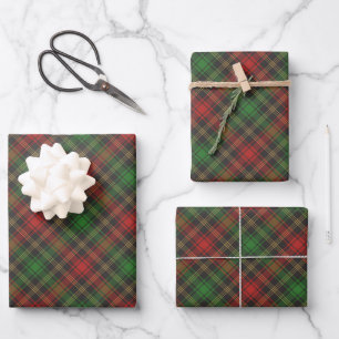 Feuille De Papier Cadeau Noël rouge vert tartan plaid motif diagonal