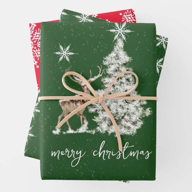 Feuille De Papier Cadeau Noël rustique traditionnel (En situation)
