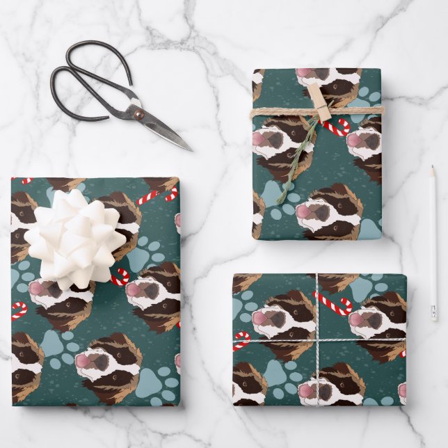 Feuille De Papier Cadeau Noël Saint Bernard (Recto)
