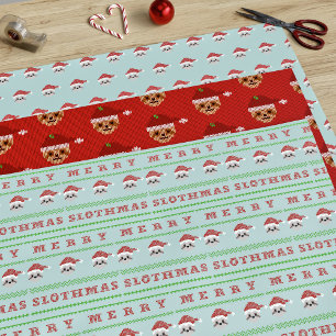Feuille De Papier Cadeau Noël Sloth Trio Joyeux Slothmas Joyeux Fête