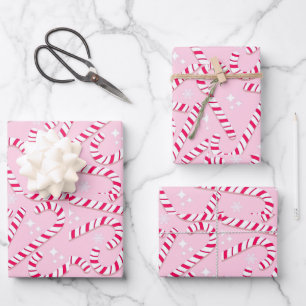 Feuille De Papier Cadeau Noël Sucre de canne rose