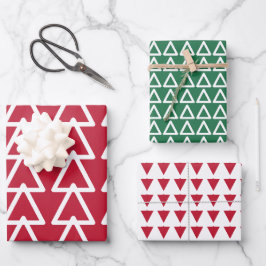 Feuille De Papier Cadeau Noël triangulaire rouge et vert