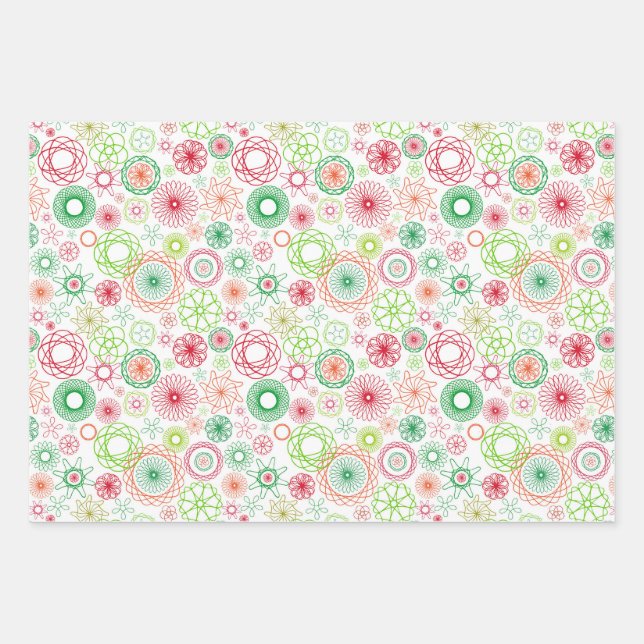 Feuille De Papier Cadeau Noël- Vagues géométriques de vacances (Devant)