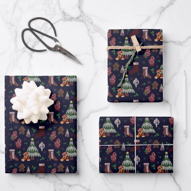 Feuille De Papier Cadeau Noël victorien (Recto)