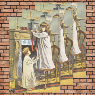 Feuille De Papier Cadeau Noël victorien, Bas de Noël pour enfants