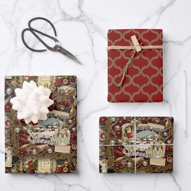 Feuille De Papier Cadeau Noël victorien Heirloom Holiday (Recto)