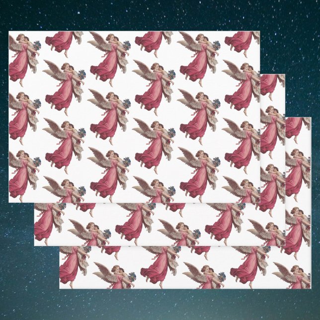 Feuille De Papier Cadeau Noël vintage, Ange victorien Guardian (Créateur téléchargé)