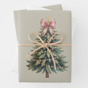 Feuille De Papier Cadeau Noeud de sapin de Noël Coquette Xmas