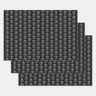 Feuille De Papier Cadeau Noir blanc - Points d'interrogation Motif 3D