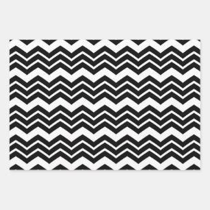 Feuille De Papier Cadeau Noir Blanc Zigzag Chevron Motif Design