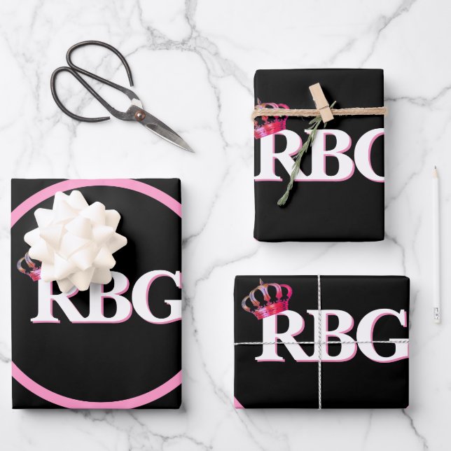Feuille De Papier Cadeau Noir rose RBG (Recto)