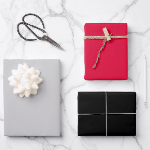 Feuille De Papier Cadeau Noir rouge argent