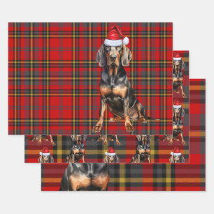 Feuille De Papier Cadeau Noir Tan Coonhle de Noël Chien de vacances Plaid