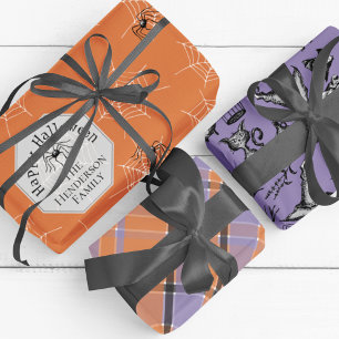 Feuille De Papier Cadeau Nom de famille personnalisé déplaisant Halloween