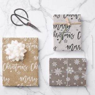 Feuille De Papier Cadeau Nom de famille simple vacances de noël Craft Wrapp