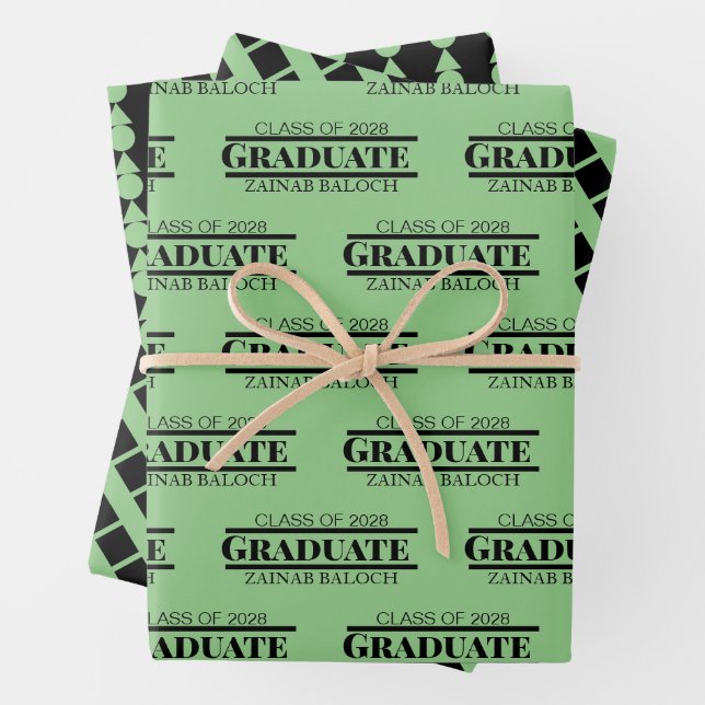 Feuille De Papier Cadeau Nom du diplômé Script Géométrique (En situation)