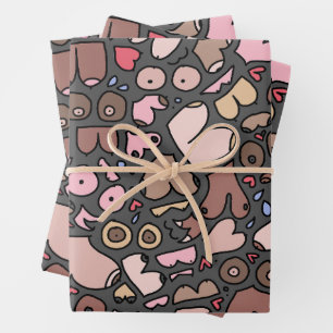 Feuille De Papier Cadeau Nom motif mammaire neutre
