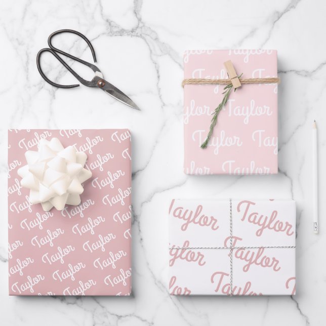 Feuille De Papier Cadeau Nom personnalisé Cadeau pour enfants (Recto)