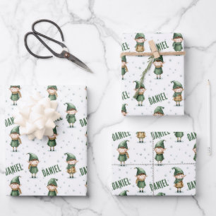 Feuille De Papier Cadeau Nom personnalisé Elf Noël