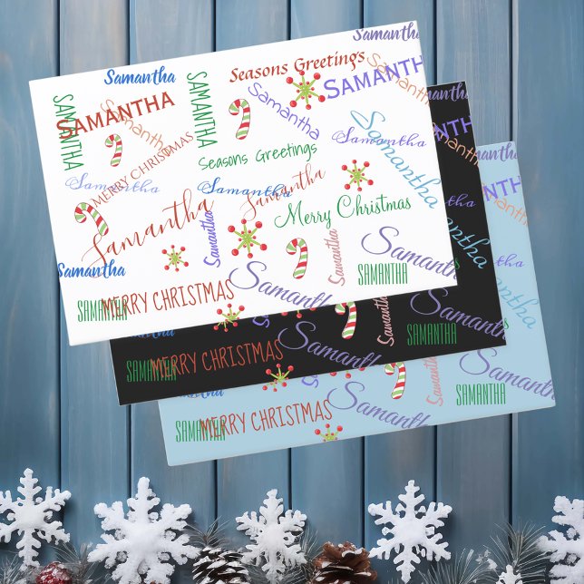 Feuille De Papier Cadeau Nom personnalisé Fête personnalisée Noël (Créateur téléchargé)