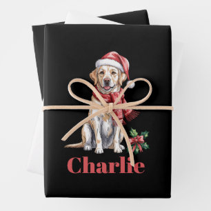 Feuille De Papier Cadeau Nom personnalisé Labrador Retriever Noël