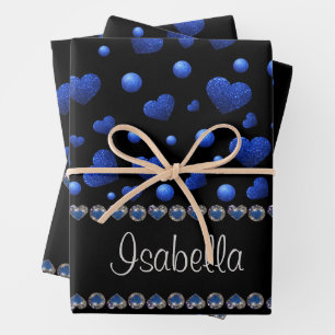 Feuille De Papier Cadeau Nom personnalisé, motif de parties scintillant coe