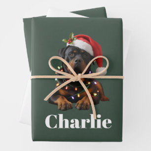 Feuille De Papier Cadeau Nom personnalisé Rottweiler personnalisé Noël 