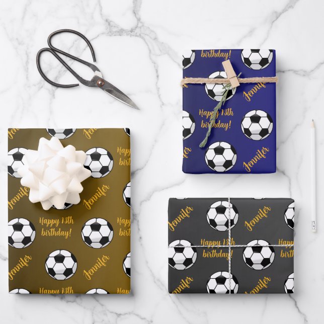 Feuille De Papier Cadeau Nom personnalisé Sentiment Sport Football Annivers (Recto)