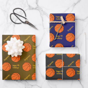 Feuille De Papier Cadeau Nom personnalisé Sentiment Sport Thème Basketball
