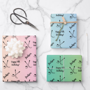 Feuille De Papier Cadeau Nom personnalisé Sentiment Sport Thème Hockey