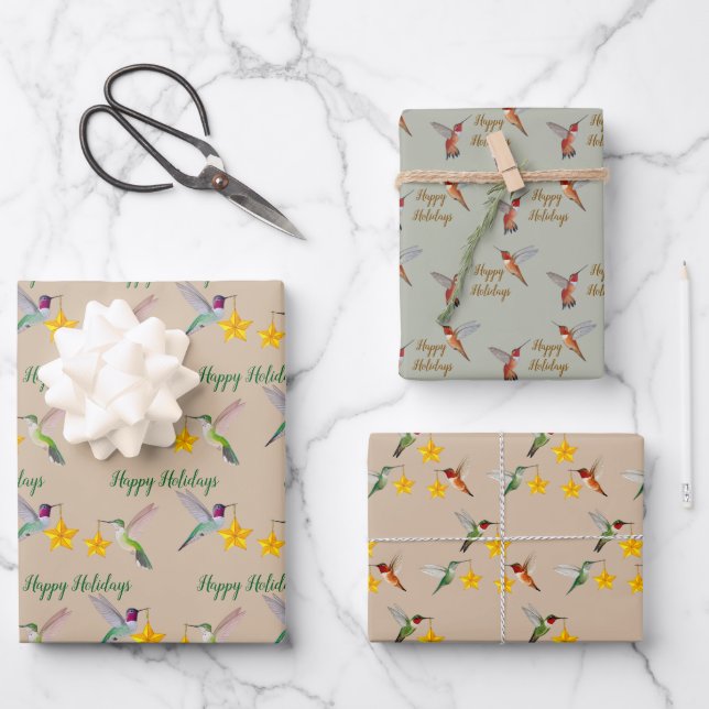Feuille De Papier Cadeau North American Hummingbirds Pattern (Recto)