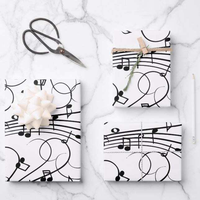 Feuille De Papier Cadeau Notes de musique fantaisie (Recto)