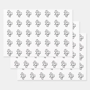 Feuille De Papier Cadeau Notes musicales en Parties scintillant noire
