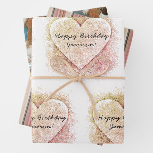 Feuille De Papier Cadeau Nounours et coeurs envelopper cadeau HAMbyWG