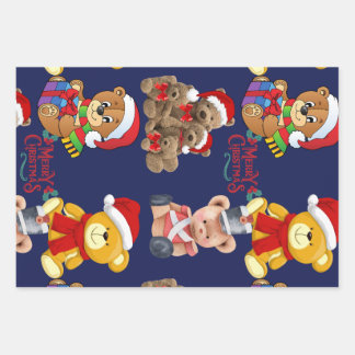 Feuille De Papier Cadeau Nounours Joyeux Noël