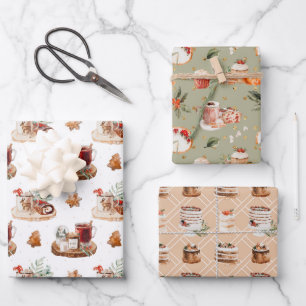 Feuille De Papier Cadeau Nourriture et boissons de Noël