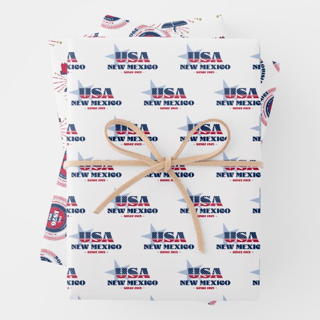 Feuille De Papier Cadeau Nouveau-Mexique, 50 États, Liberty Bell (En situation)