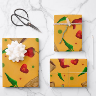 Feuille De Papier Cadeau Nouveau-Mexique Chile rouge et verte Tamales Zia N