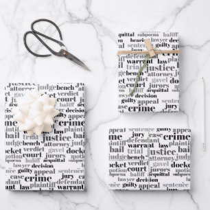 Feuille De Papier Cadeau Nuage de mots de texte judiciaire noir sur fond bl