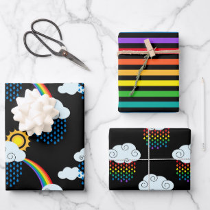 Feuille De Papier Cadeau Nuages arc-en-ciel