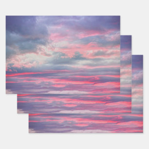 Feuille De Papier Cadeau Nuages Beau Pink Blanc Bleu Ciel Peint