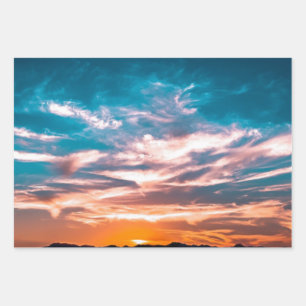 Feuille De Papier Cadeau Nuages couchés de soleil