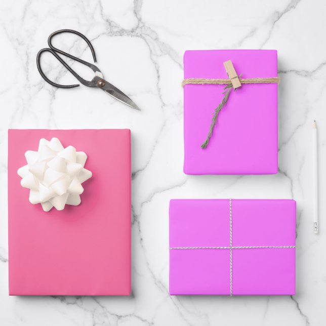 Feuille De Papier Cadeau Nuances 3 tons rose Ultra Fuchsia (Recto)