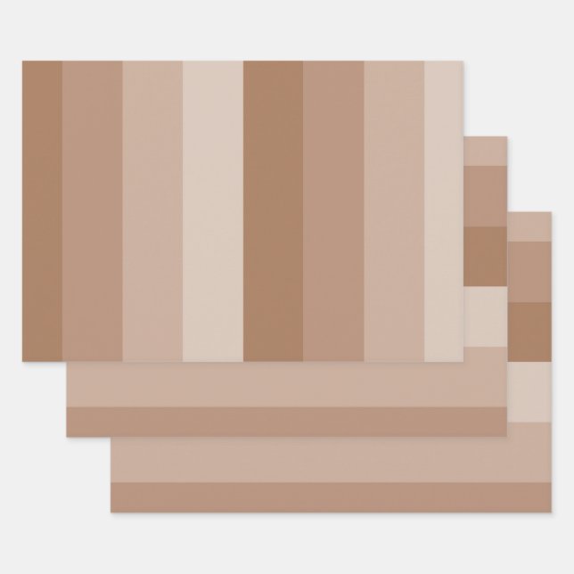 Feuille De Papier Cadeau Nuances de rayures Brown (Lot)